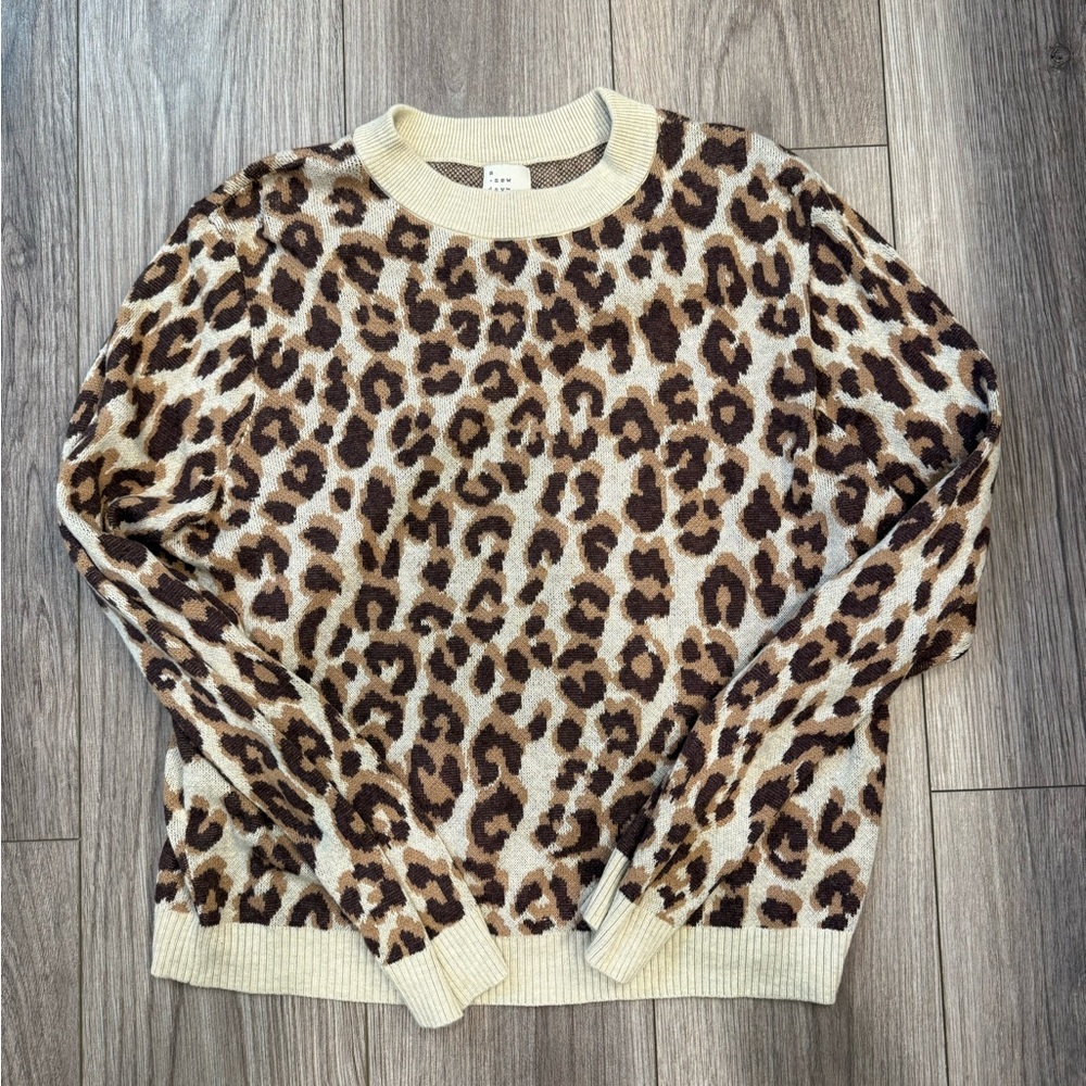 a new day Leopard Pattern Crew Neck Sweater